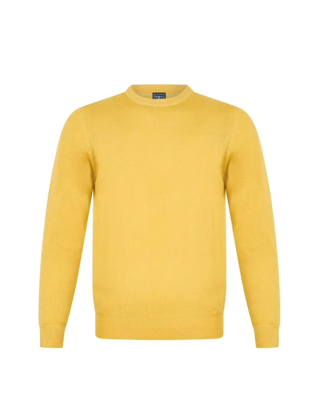 Fedeli Yellow Crew-Neck Long-Sleeve Sweater for men
