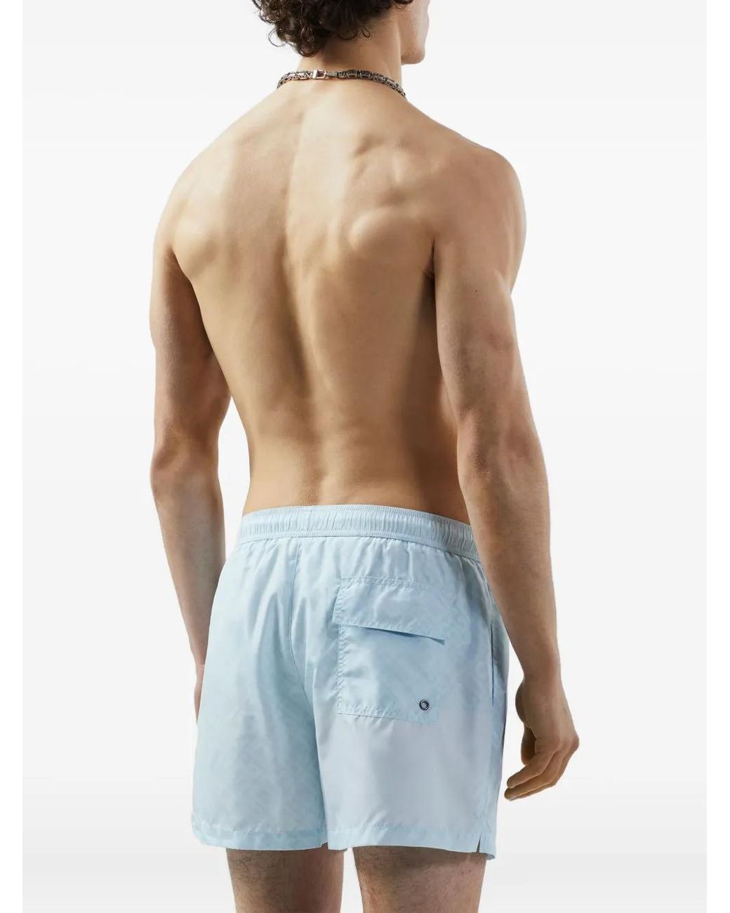 Gcds Blue Essentials Monogram Swim Shorts for men