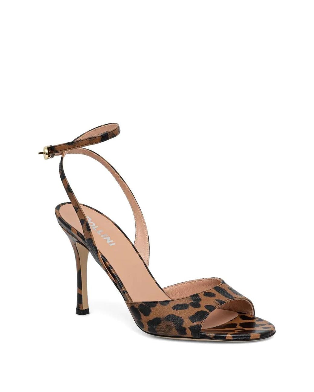 Pollini White Aria Leopard-Print Ankle-Strap Pumps