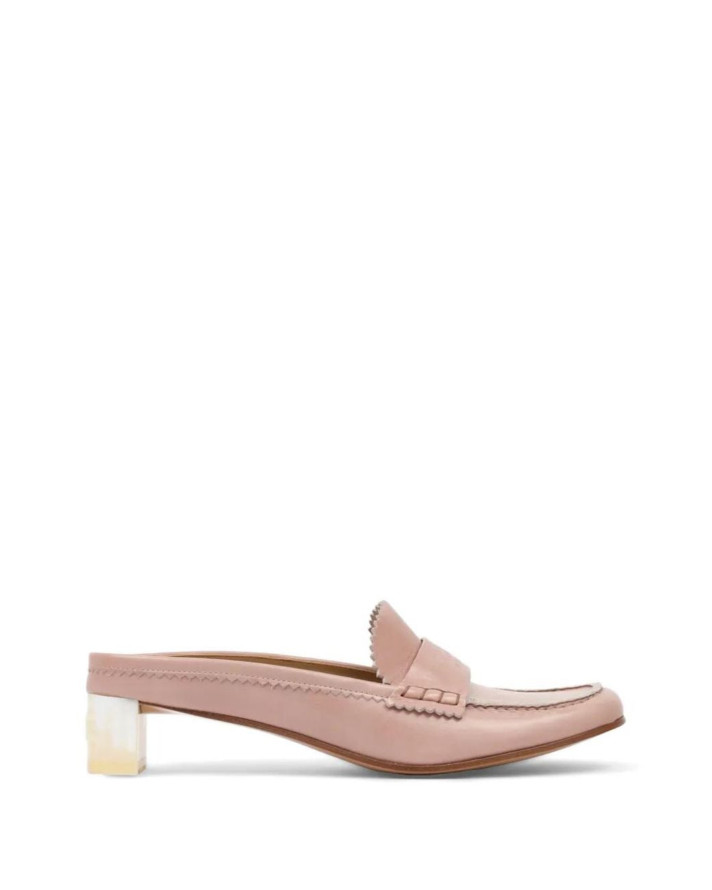 MM6 by Maison Margiela Pink Penny-Strap Leather Mules