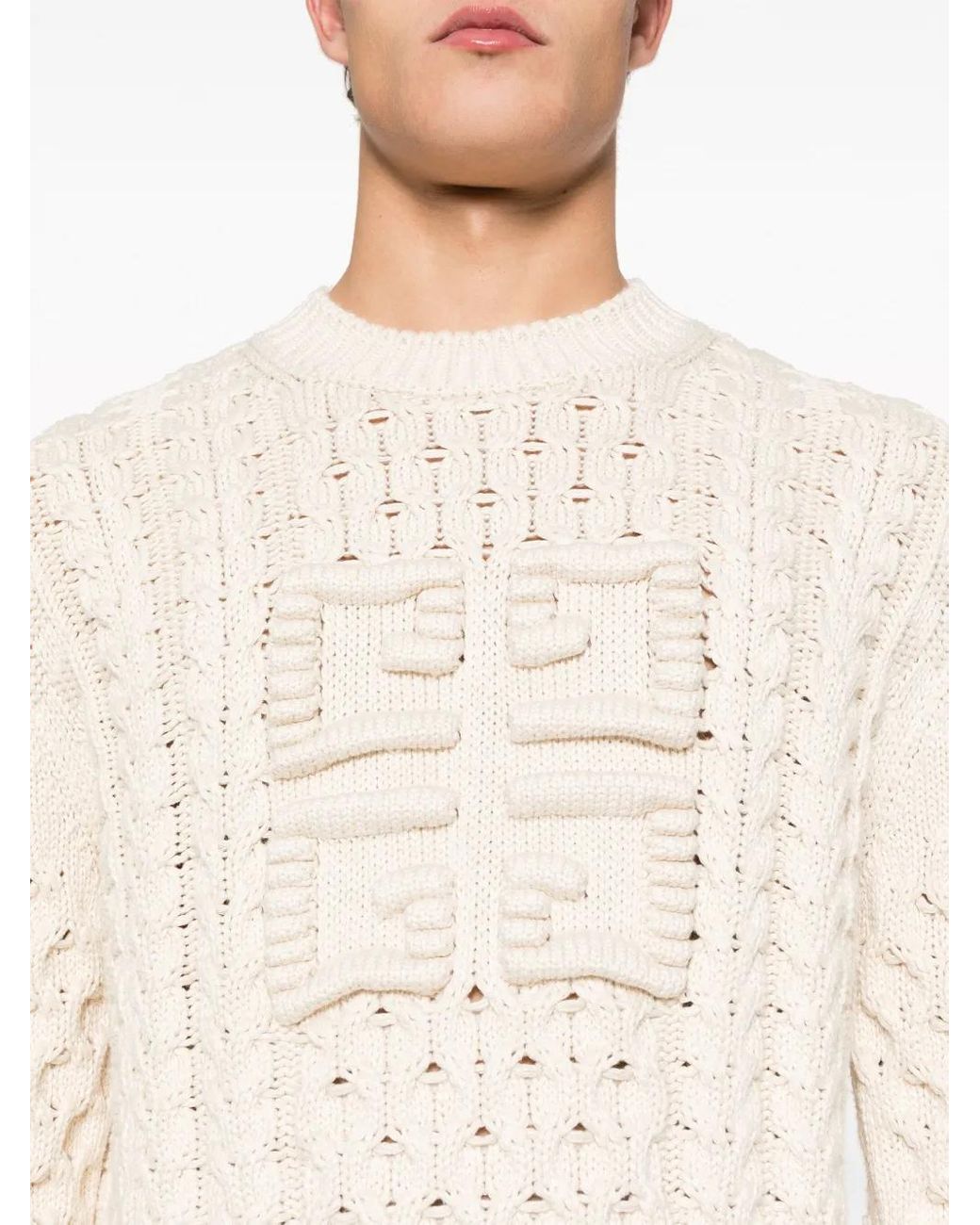 Givenchy 4G Pullover Mit Zopfmuster in Natural für Herren
