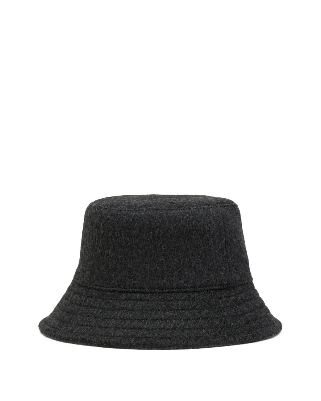 AMI Black Ami De Coeur Embossed Wool Bucket Hat