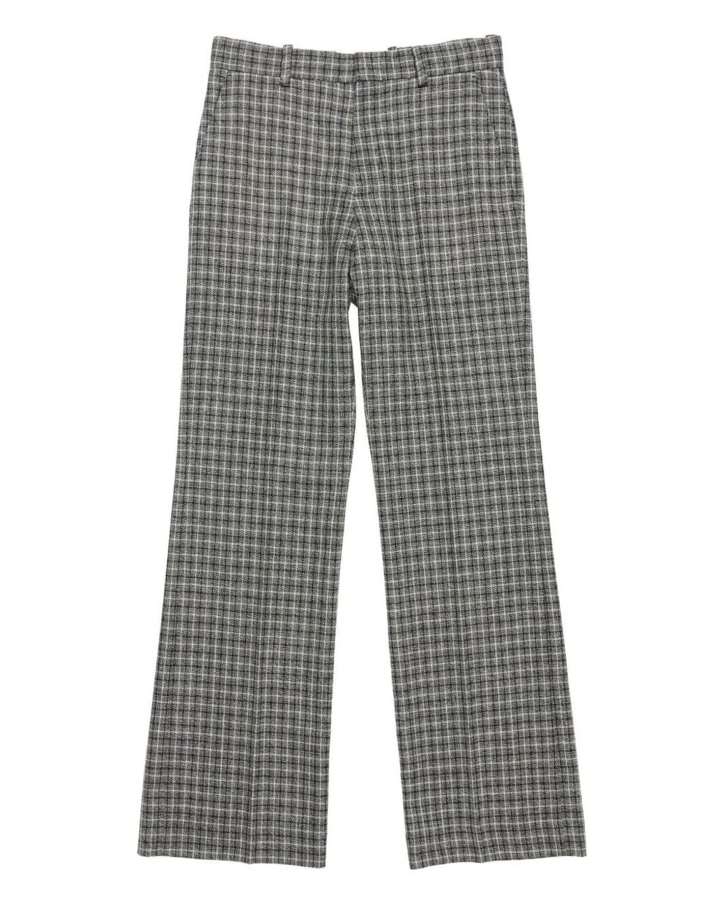 Acne Gray Checked Wool Trousers for men