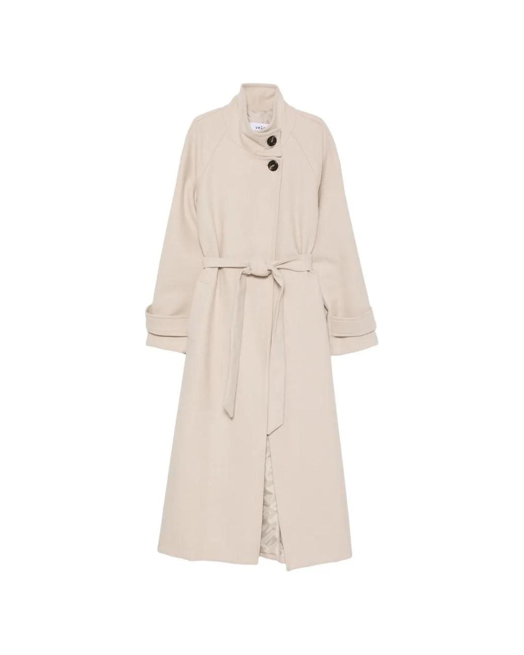 VELA SHOP White Belted Button-Up Coat