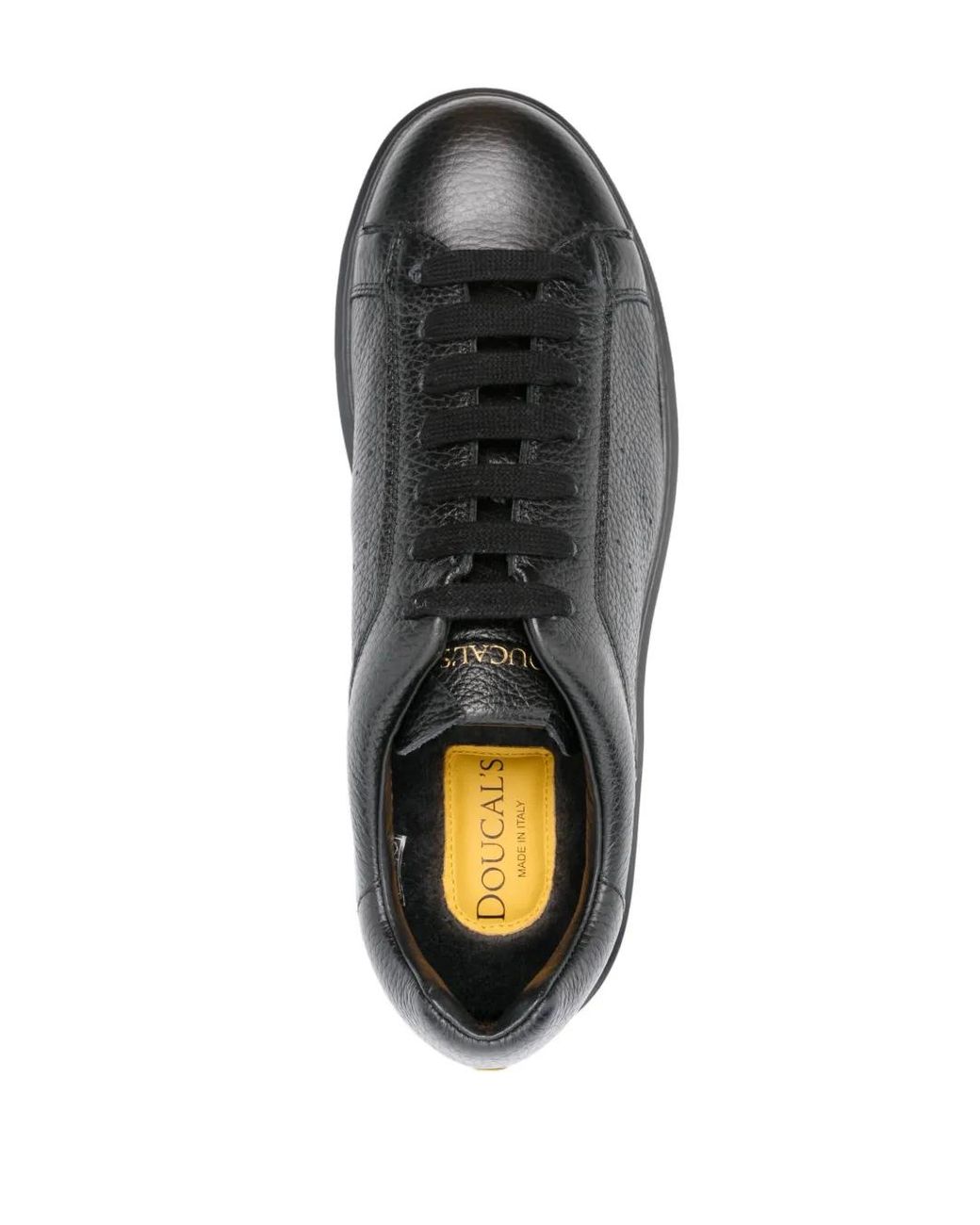 Doucal's Black Grained-Leather Sneakers for men