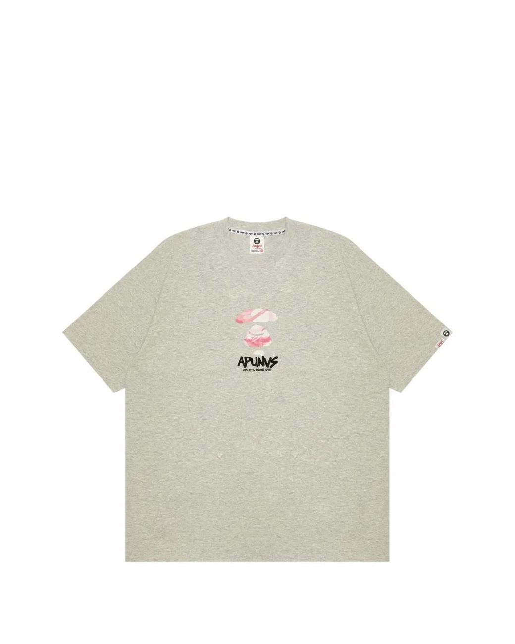 Aape By A Bathing Ape Gray Moonface-Print T-Shirt for men