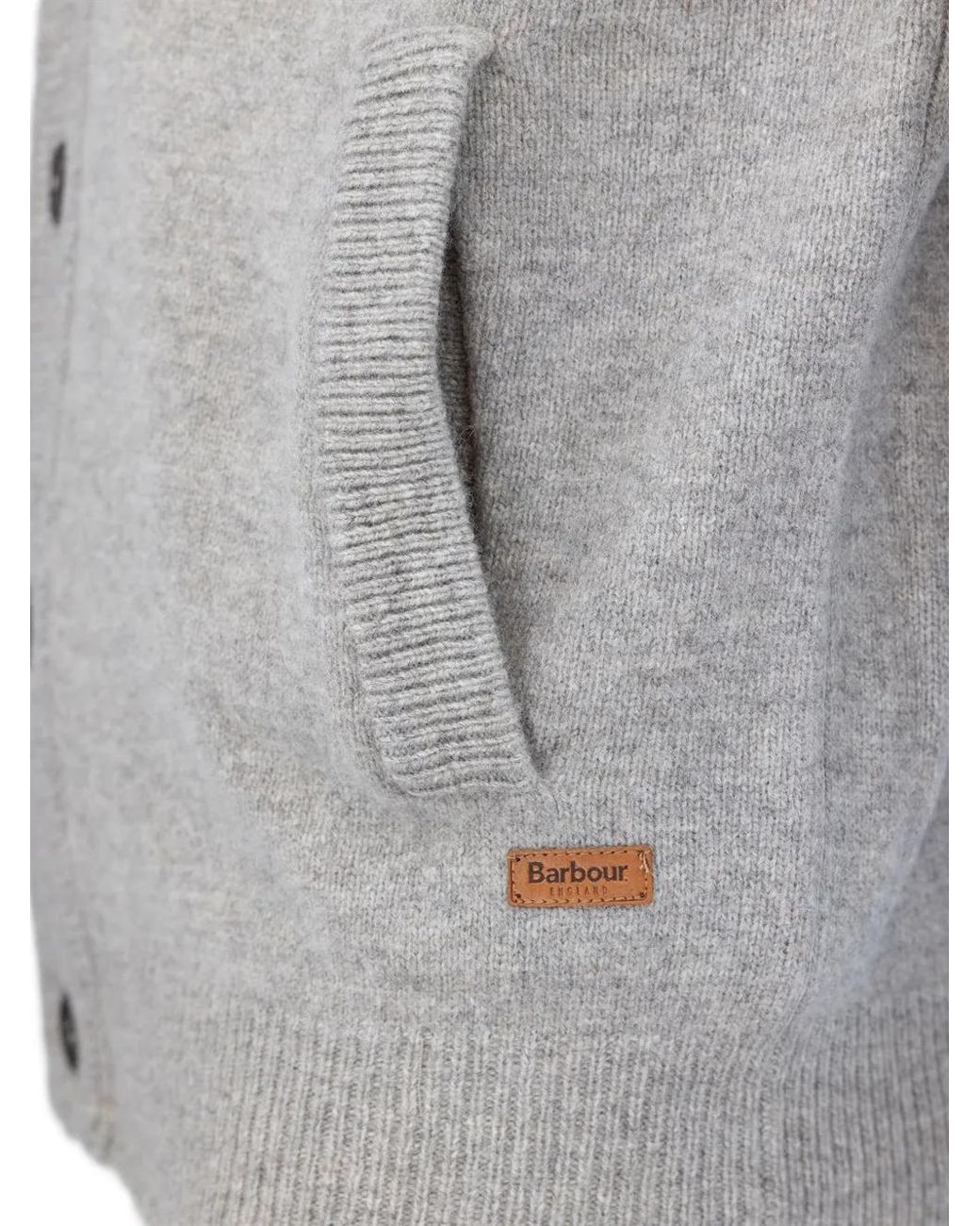 Barbour Gray Essential Elbow-Patch Button-Up Cardigan for men