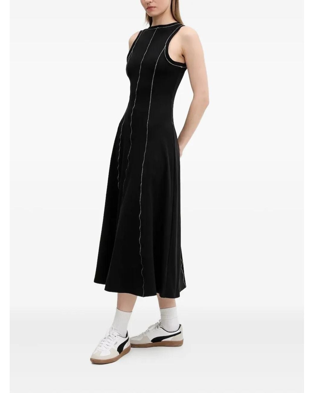 Desigual Black Contrast-Stitch Midi Dress