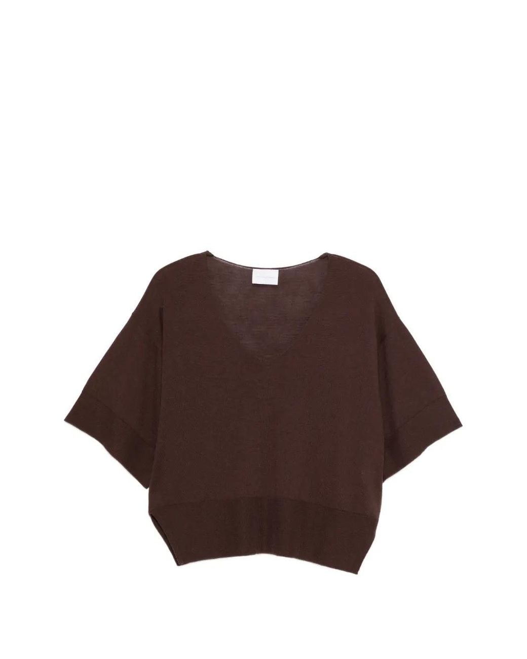 SOLOCASCMIR Brown V-Neck Short-Sleeved T-Shirt