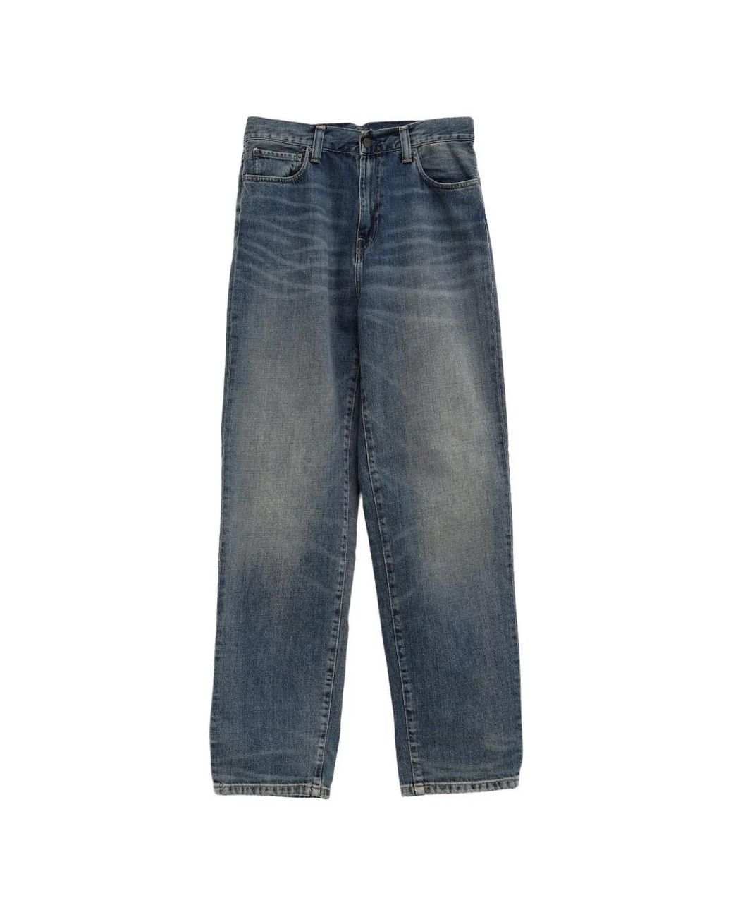 Carhartt Blue Aaron Logo-Patch Straight Jeans for men