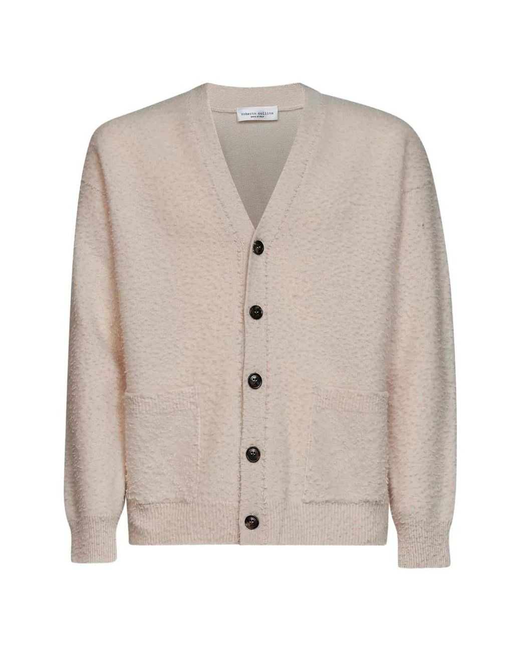 Roberto Collina Natural Button-Up Bouclé Cardigan for men
