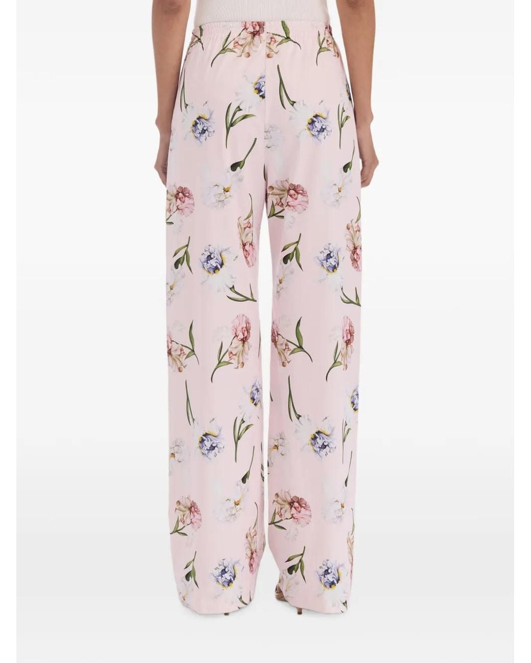 Oscar de la Renta Pink Floral-Print Poplin Trousers