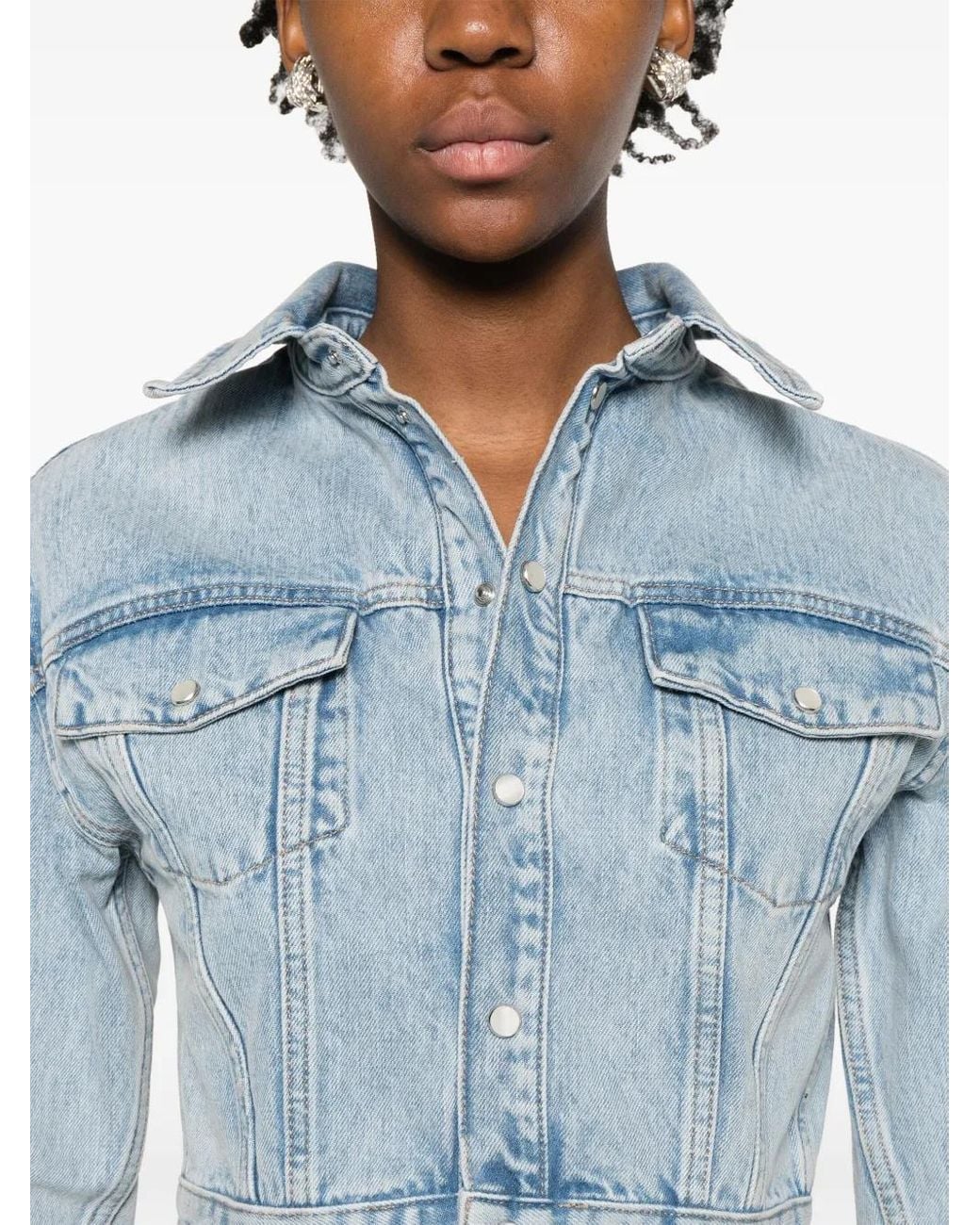 Wardrobe NYC Blue Cropped Denim Jacket