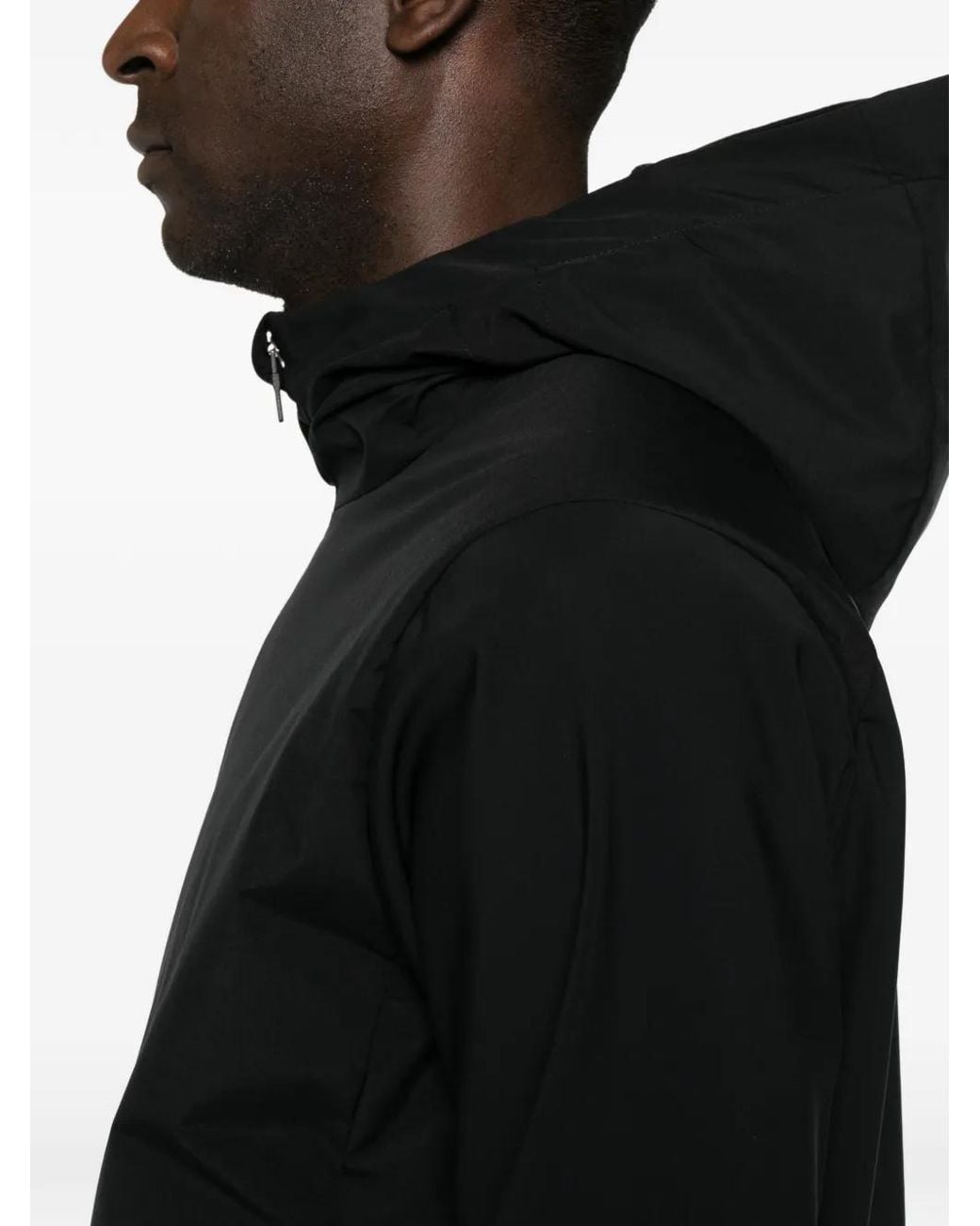 Herno Black Hooded Zip-Up Jacket for men