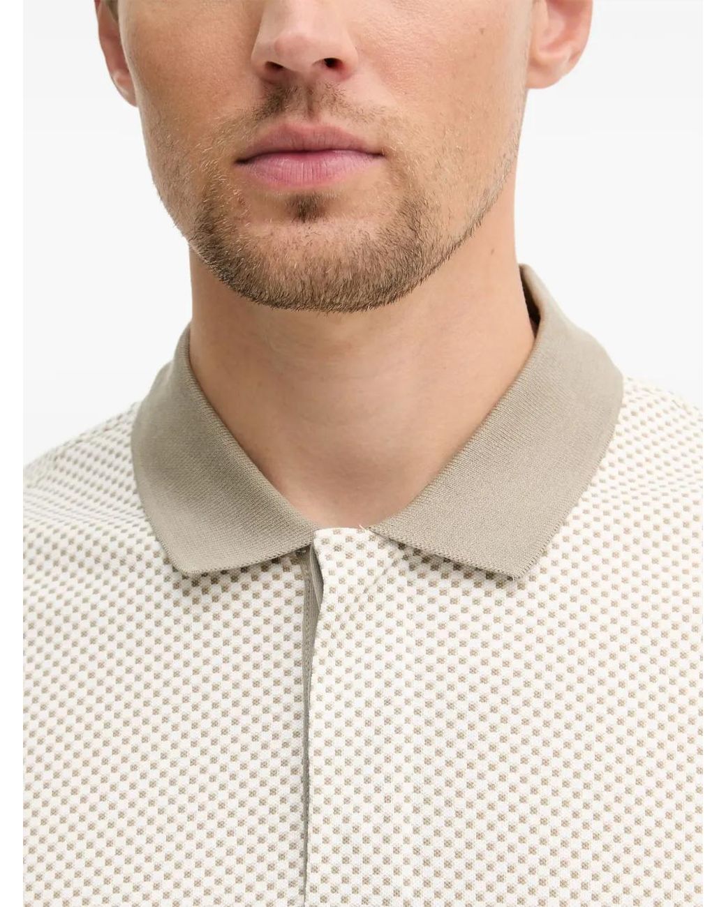 ARMANI EXCHANGE White Geometric-Pattern Polo Shirt for men