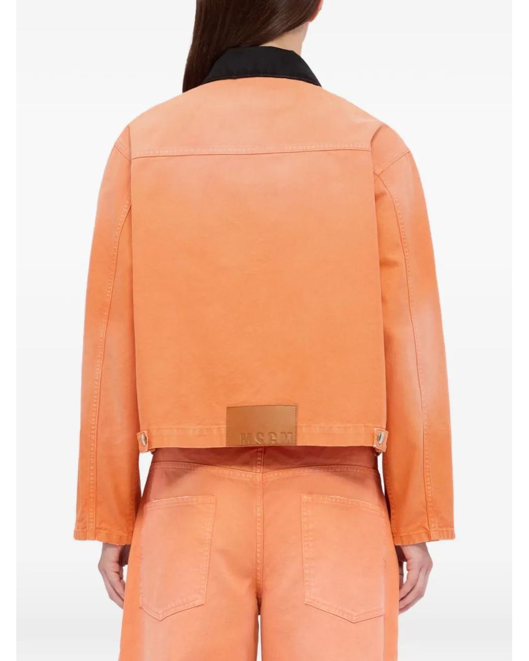 MSGM Orange Collared Denim Jacket