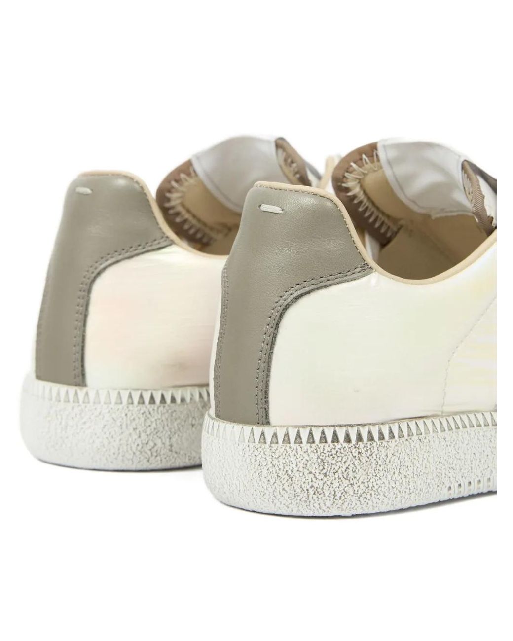 Maison Margiela White Metallic Leather Sneakers for men