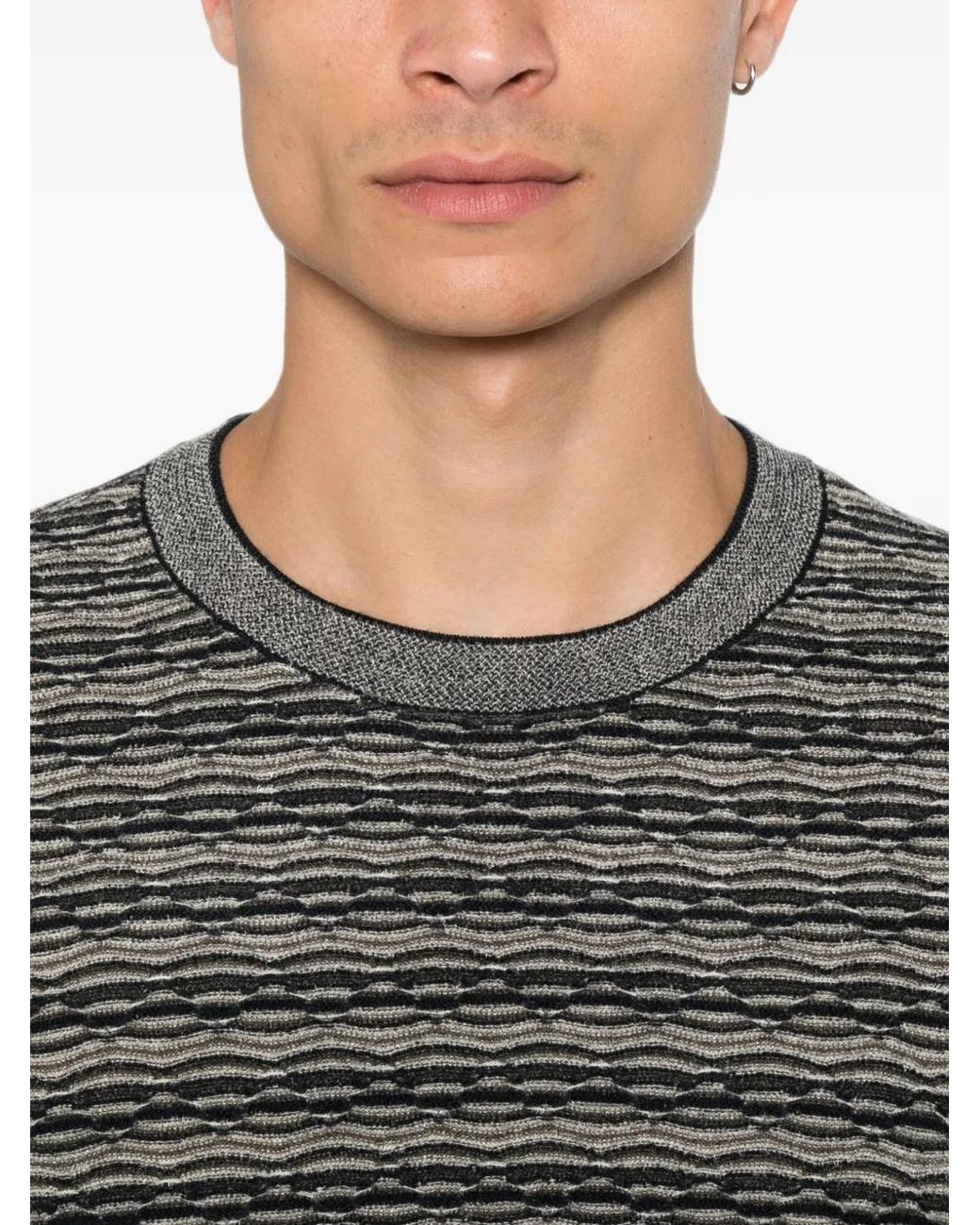 Emporio Armani Gray Horizontal-Stripe Sweater for men