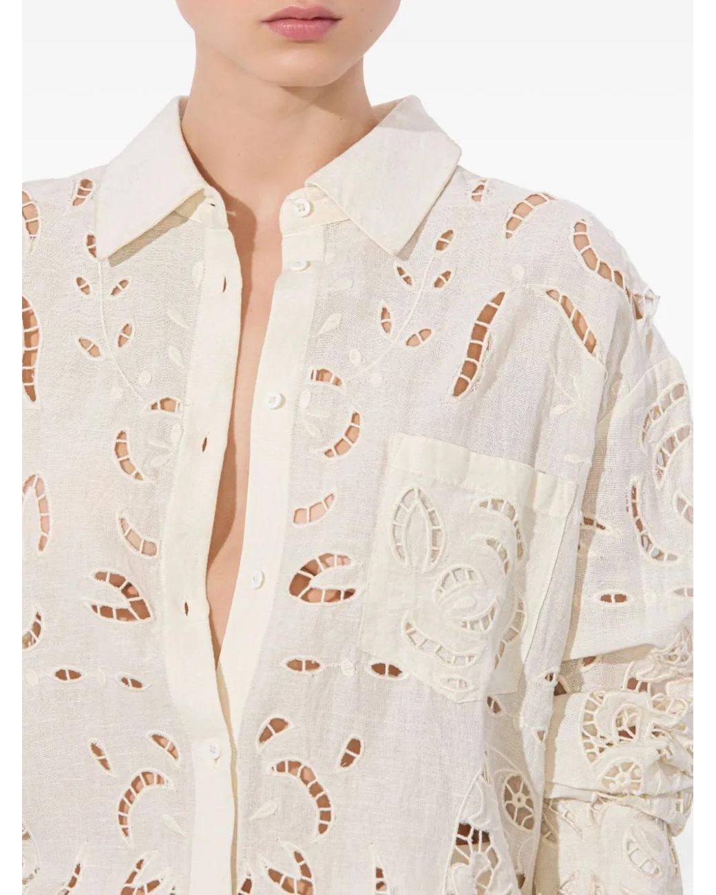 Alice + Olivia White Finely Shirt