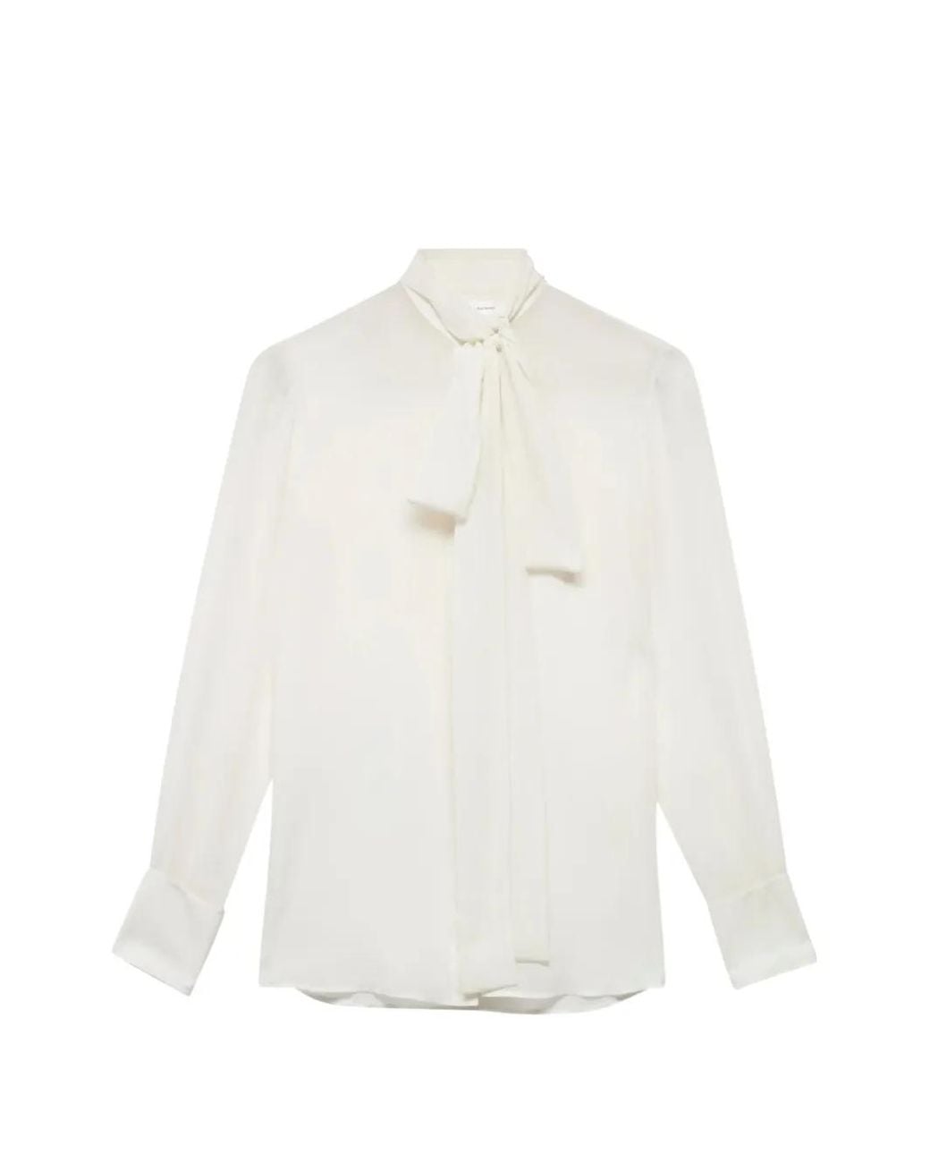 7 For All Mankind White Pussy-Bow Long-Sleeve Shirt