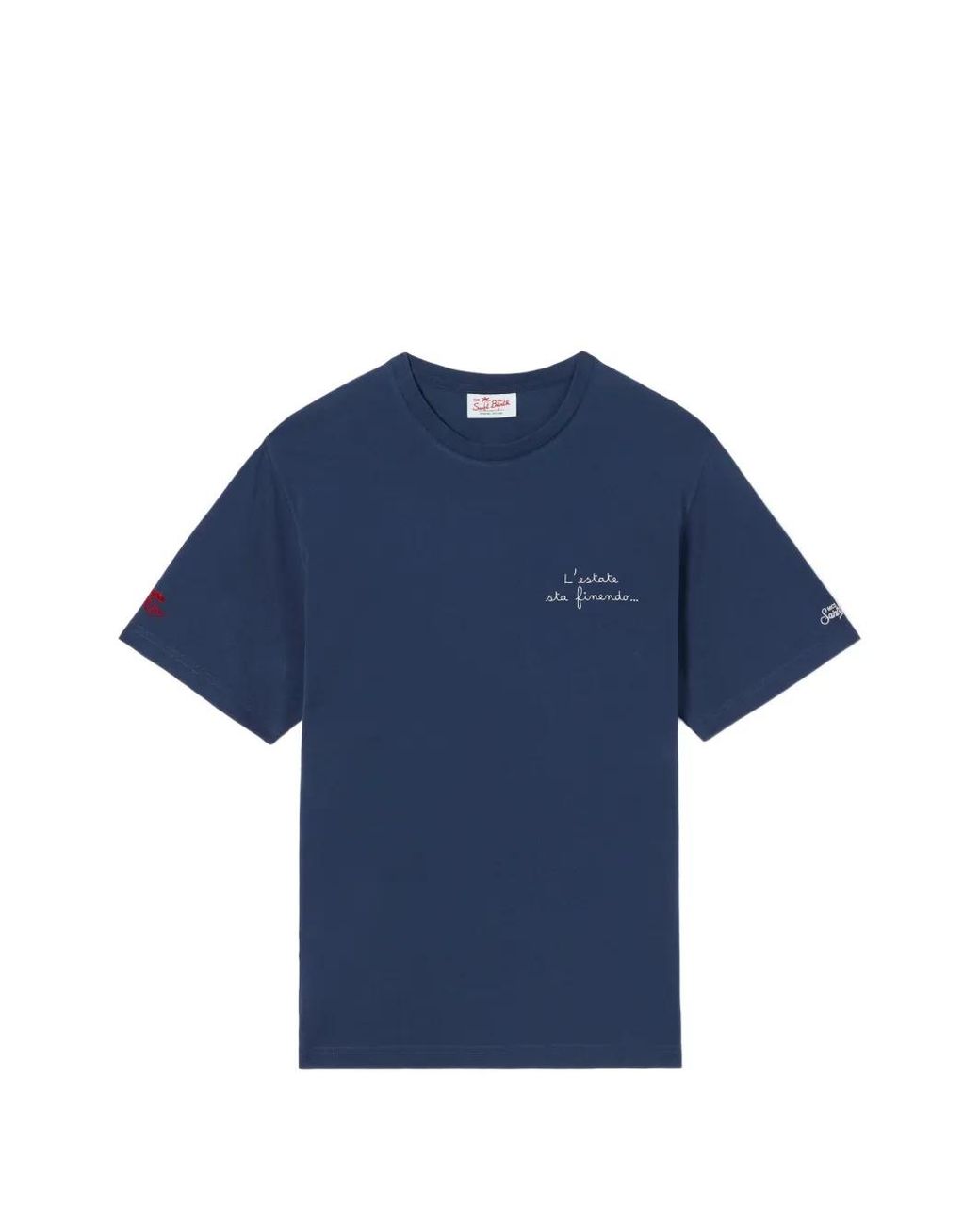 Mc2 Saint Barth Blue Portofino T-Shirt With 'Estate Sta Finendo Embroidery for men