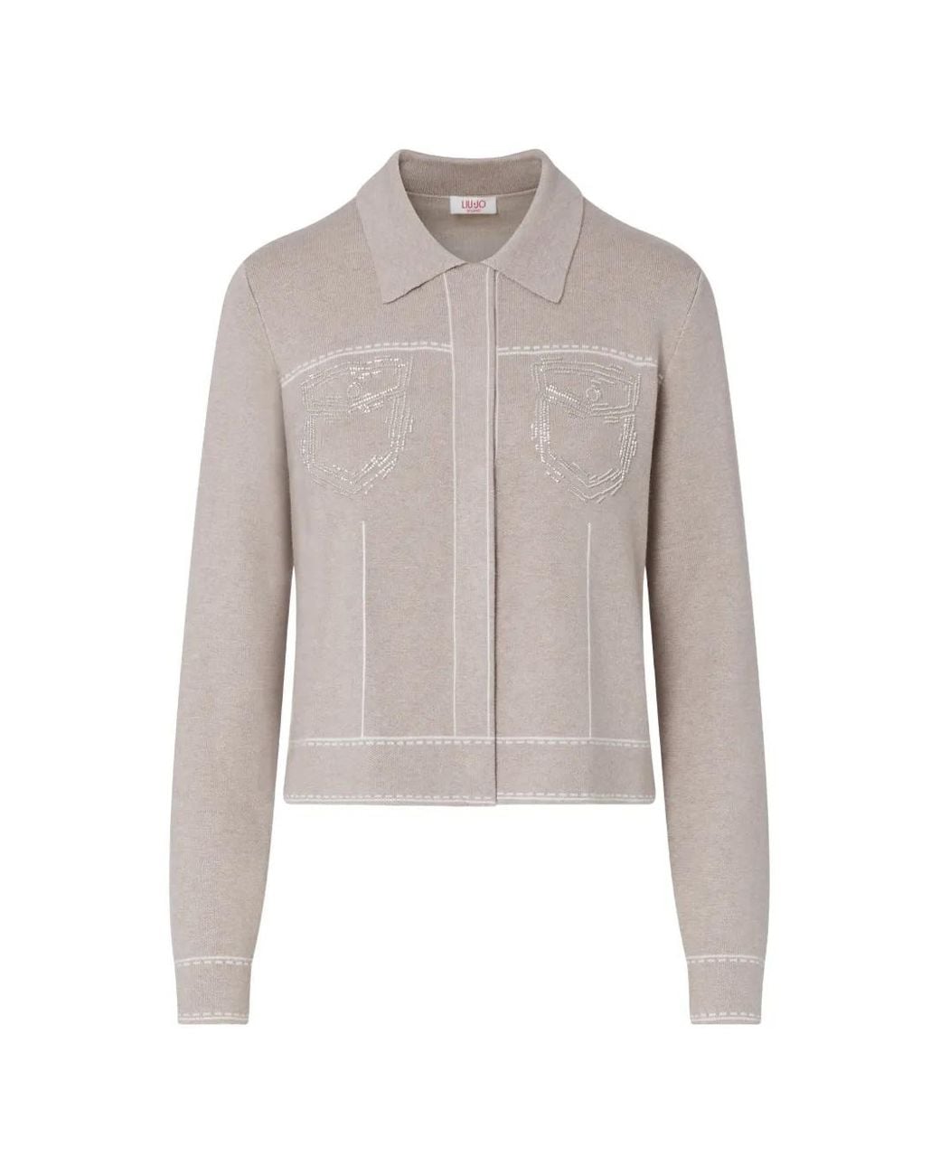 Liu Jo White Veste En Maille À Perles