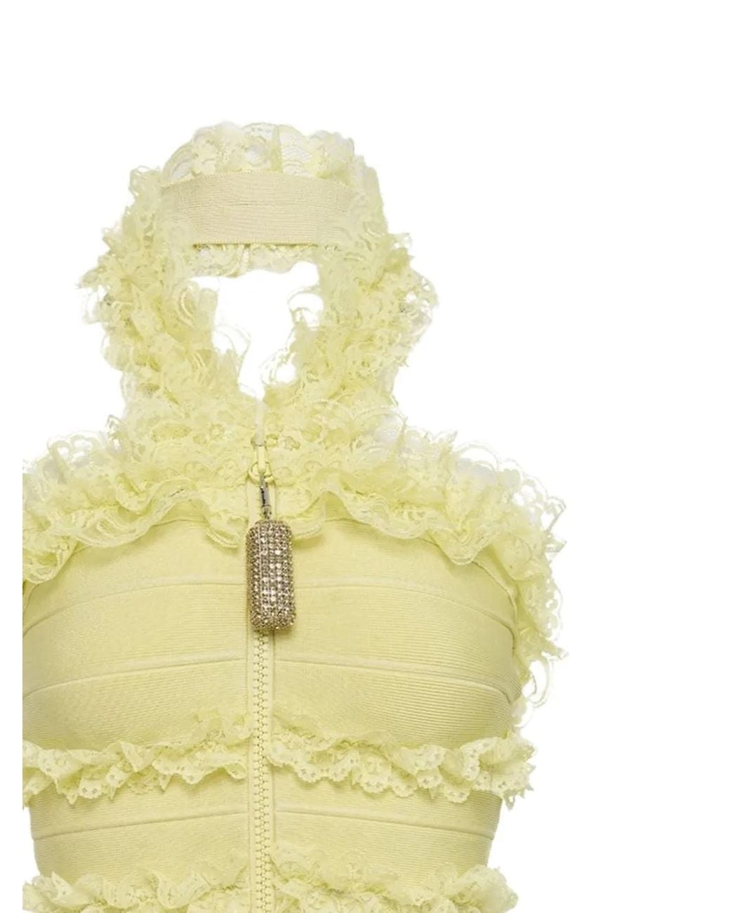 Self-Portrait Yellow Ruffled Zip Mini Dress