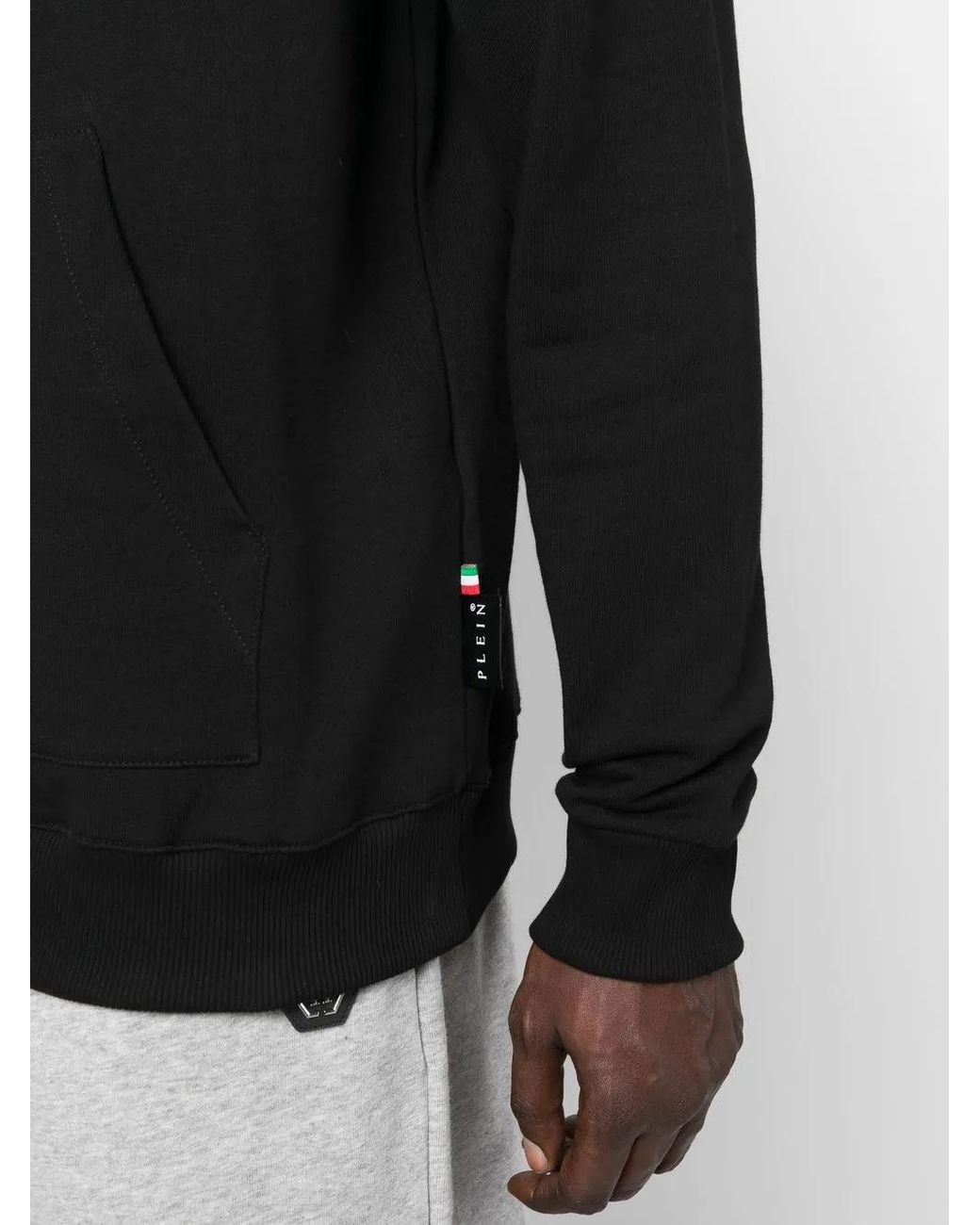 Philipp Plein Black Logo-Print Hoodie for men