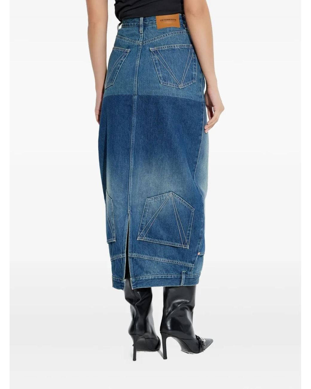 Vetements Blue Upside-Down Denim Midi Skirt