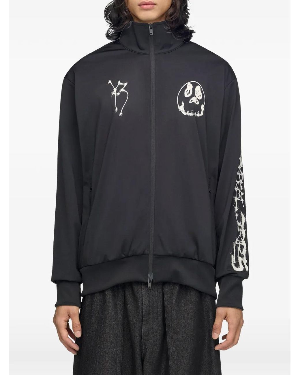 Y-3 Blue X Adidas Graphic-Print Zip-Up Sweater