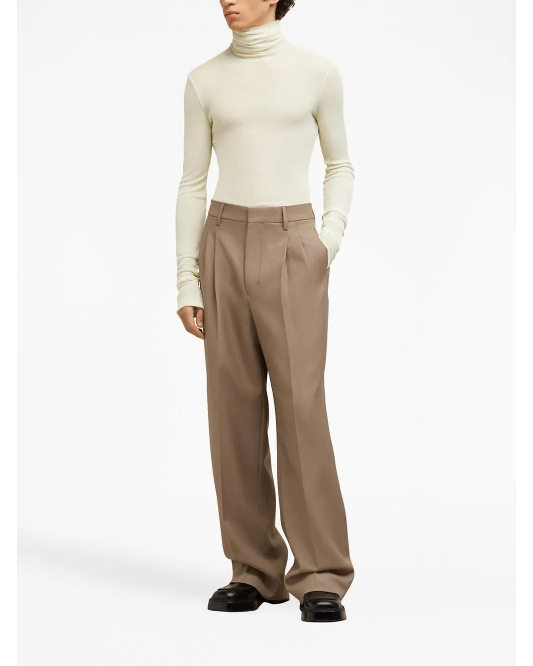 AMI White Ami Paris Paris Ribbed Roll-neck Top