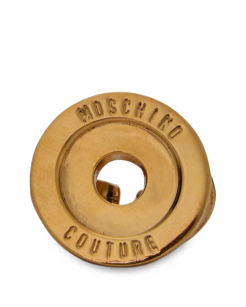 Moschino Metallic Logo-Engraved Ring