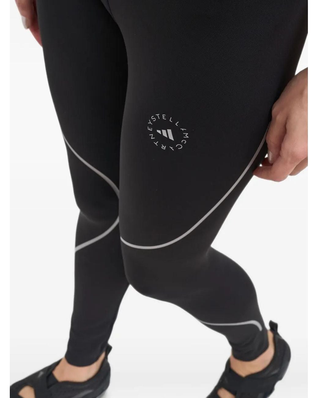 Adidas By Stella McCartney Black Logo-Print Panelled Leggings