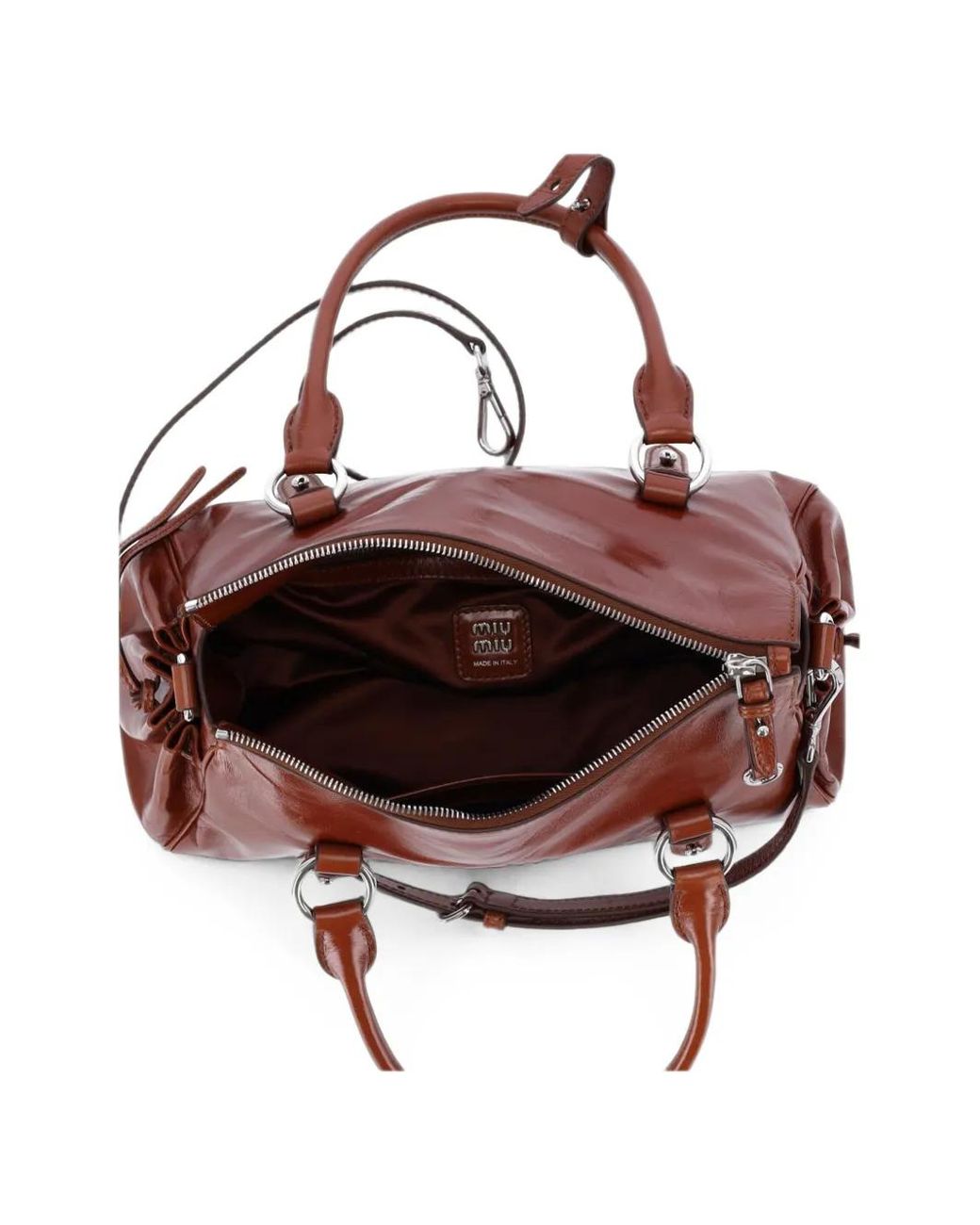Miu Miu Brown Glossy Leather Handbag