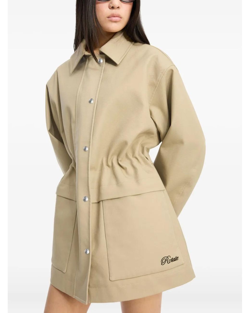ROTATE BIRGER CHRISTENSEN Natural Drawstring Twill Jacket