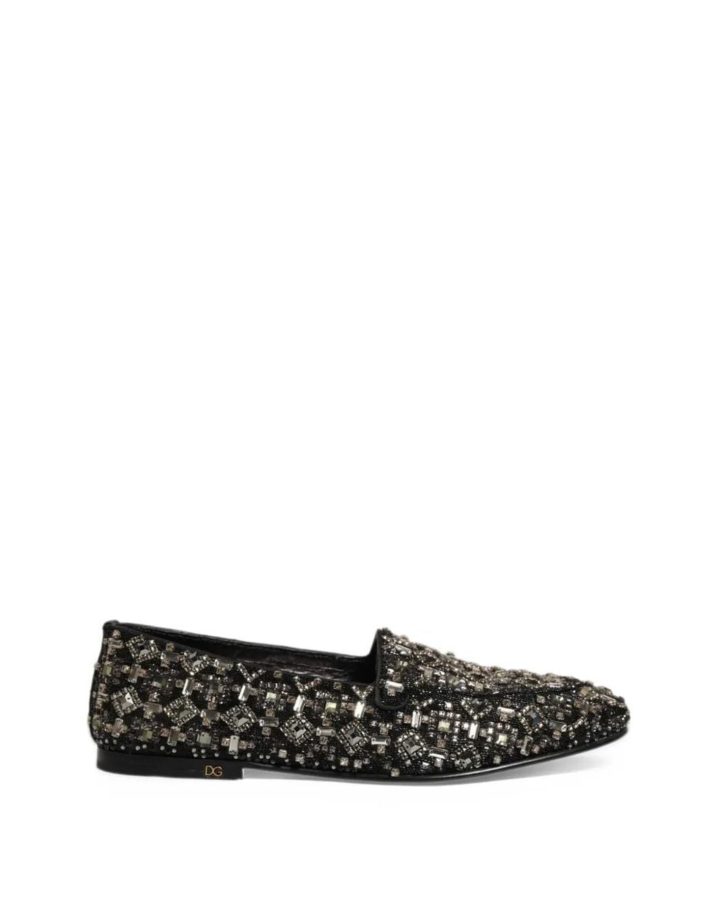 Dolce & Gabbana White Crystal-Embellished Loafers for men
