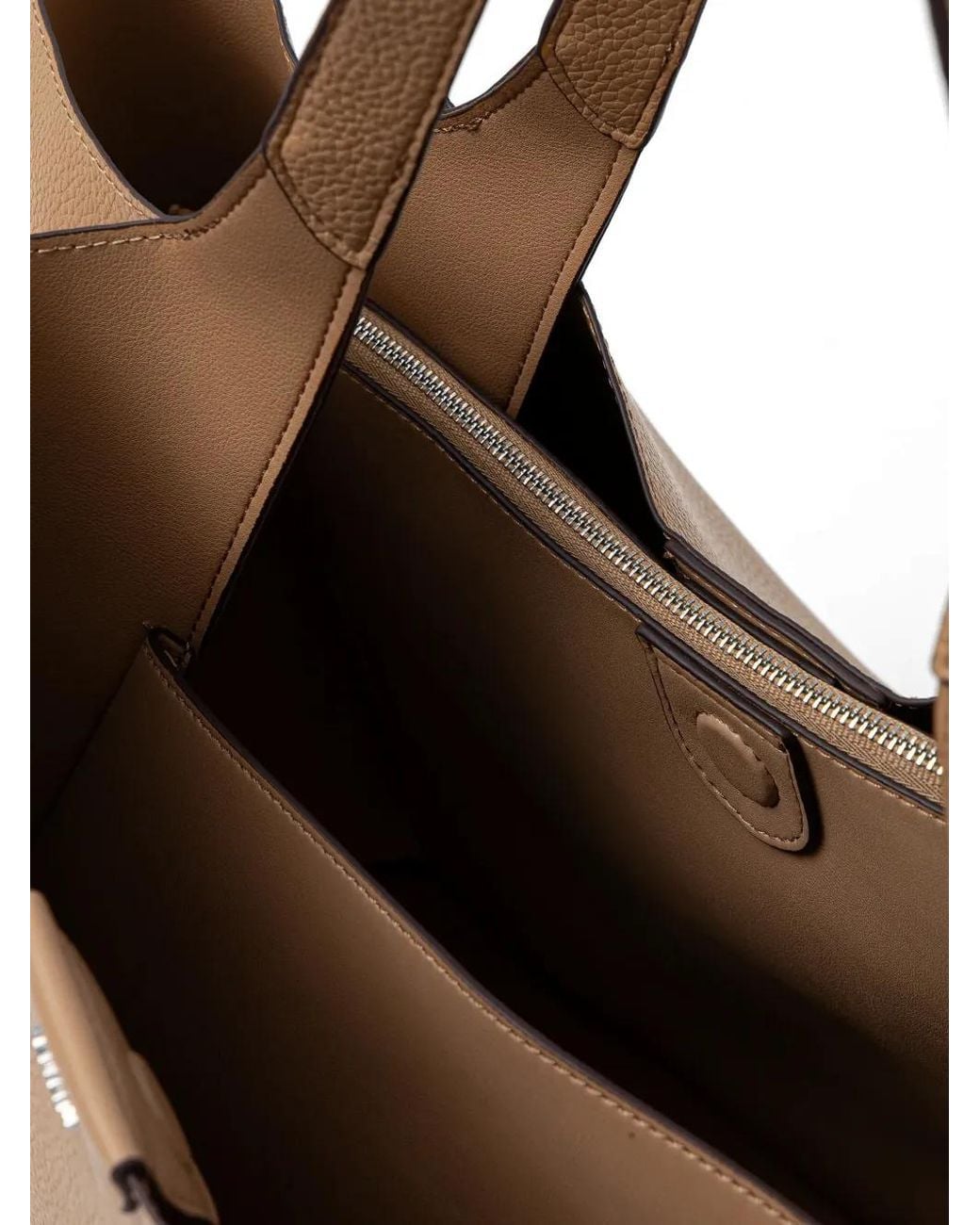 DKNY Brown Pebbled Leather Logo-Plaque Tote Bag