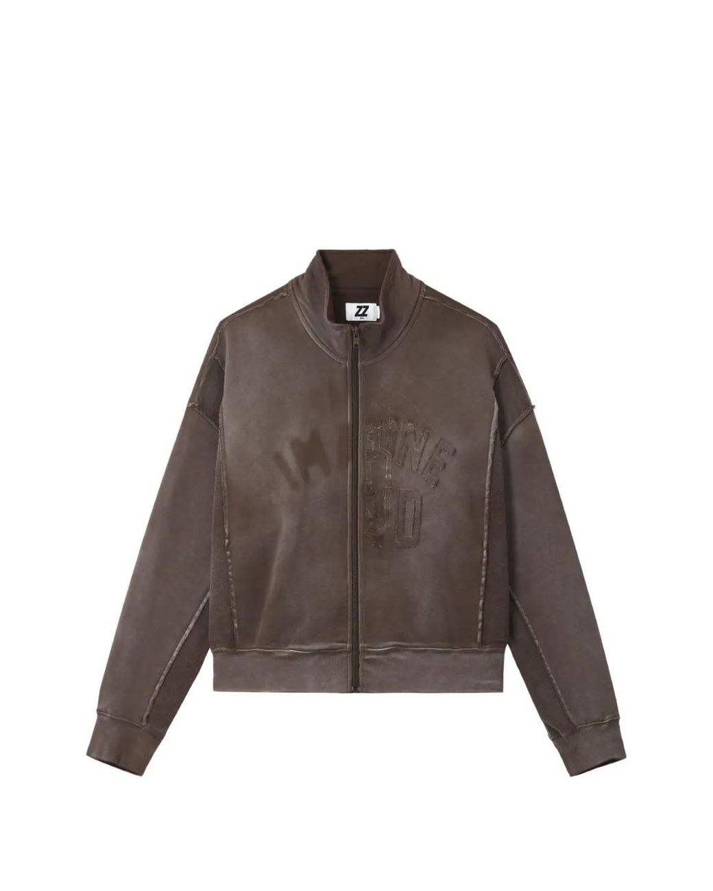 Izzue Brown Embroidered Zip-Up Hoodie