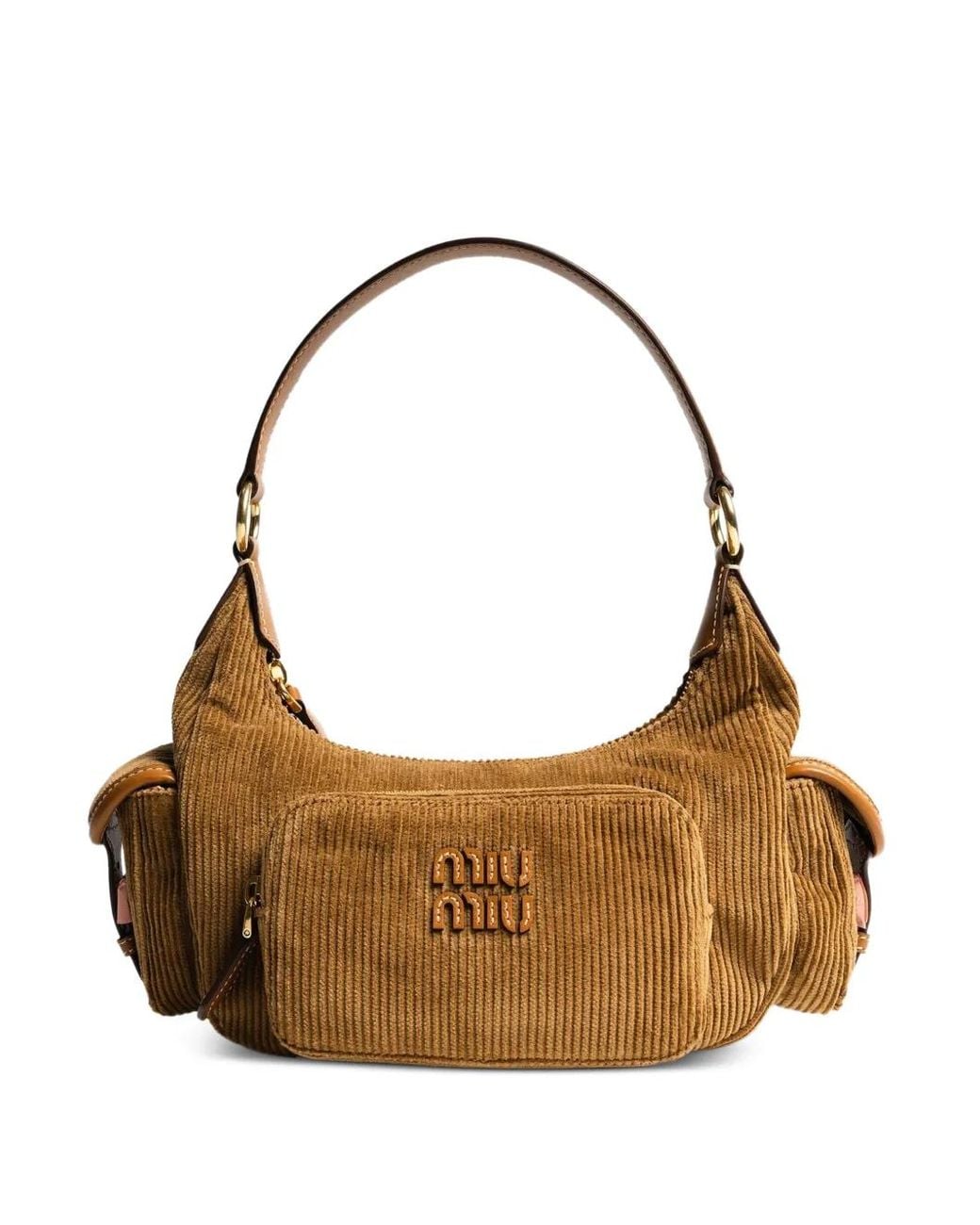 Miu Miu Metallic Sac Porté Épaule En Velours Côtelé