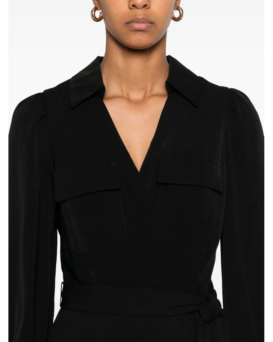 DKNY Black Bishop-Sleeves Jumpsuit