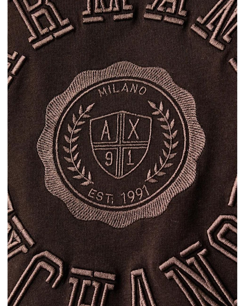 ARMANI EXCHANGE Black Logo-Embroidered T-Shirt