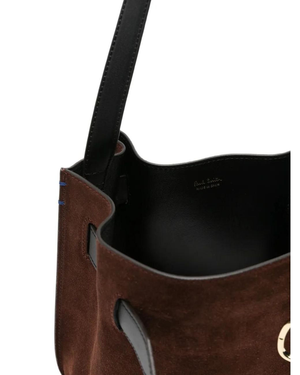 Paul Smith White Buckle-Detail Suede Shoulder Bag
