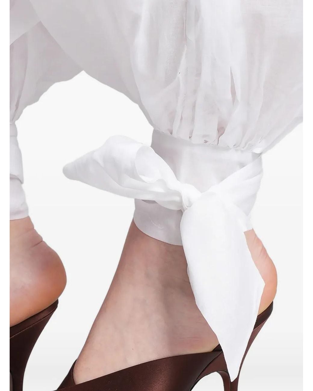 ANDAMANE White Noor Tie-Fastening Elasticated-Waist Trousers