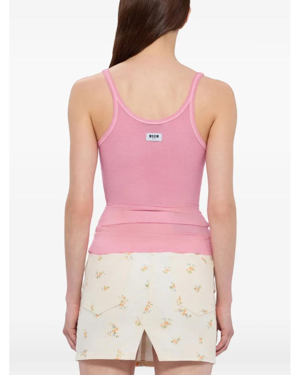 MSGM Pink Scoop-Neck Tank Top
