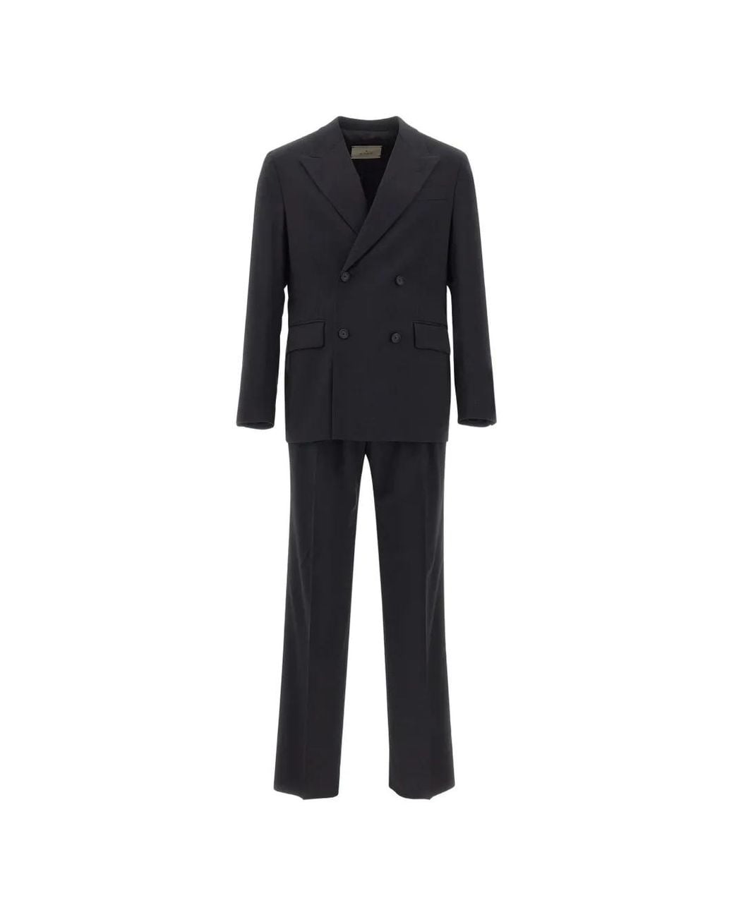 Manuel Ritz Black Double-Breasted Peak-Lapel Suit for men