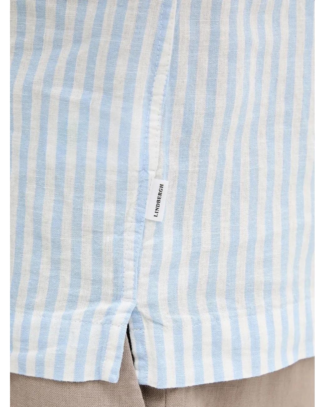 Lindbergh White Vertical-Stripe Short-Sleeve Shirt for men