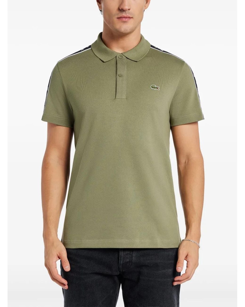 Lacoste Green Logo-Patch Polo Shirt for men