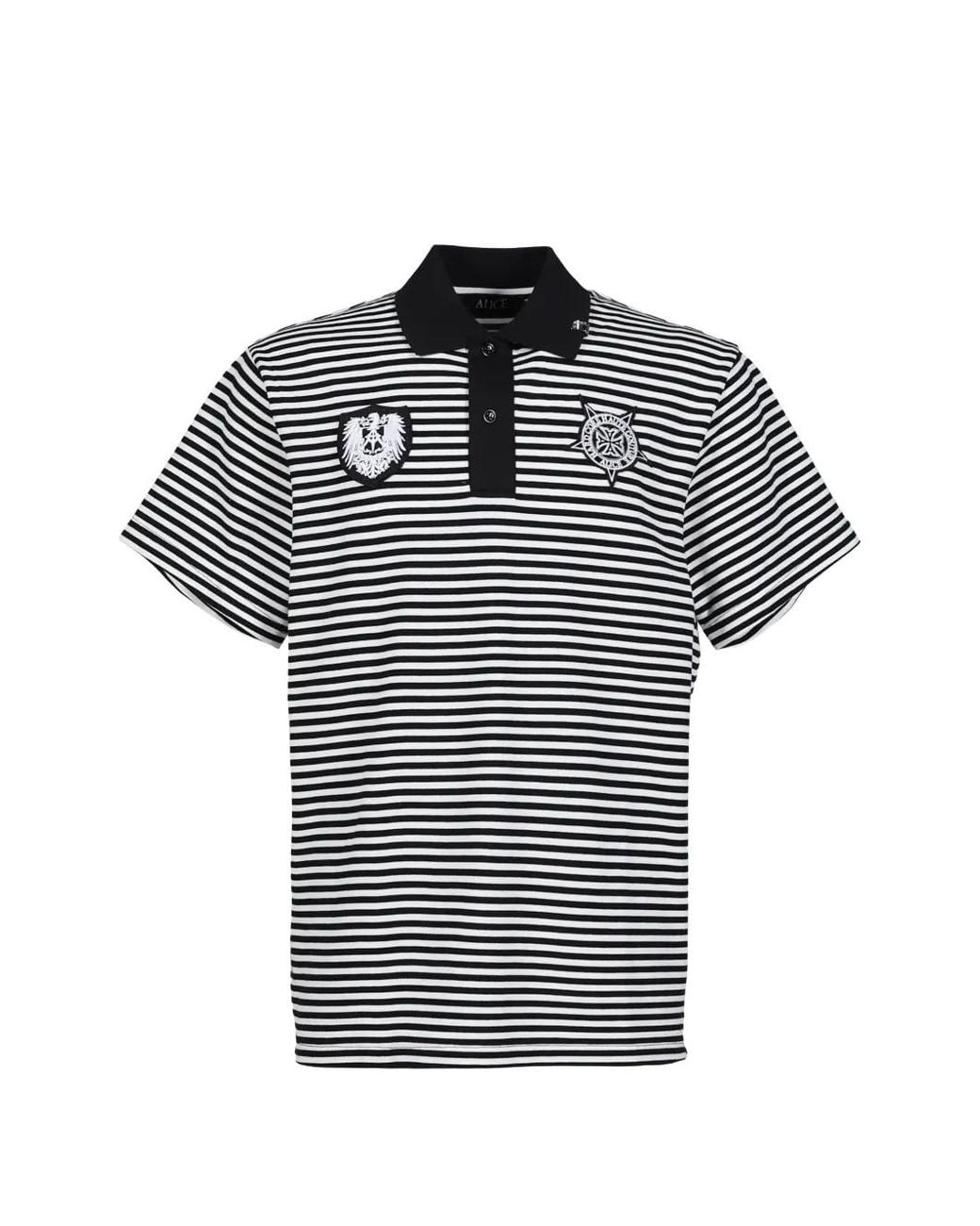 ALICE HOLLYWOOD Blue Striped Patch-Detail Polo Shirt for men