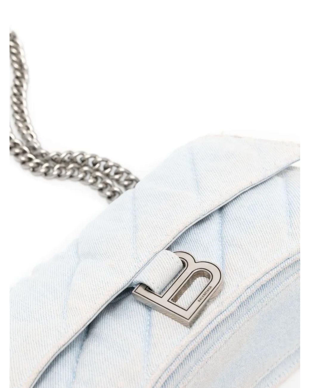 Balenciaga White Crush Denim Shoulder Bag