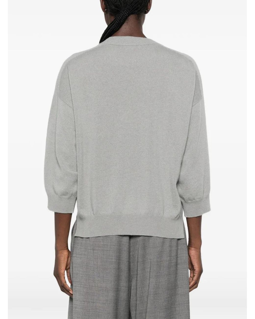 Peserico Gray Chest-Pocket Sweater